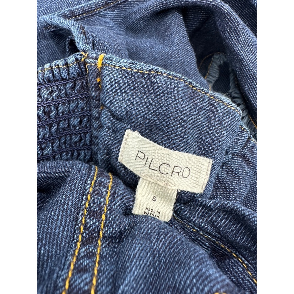 Pilcro Sweetheart Flutter Sleeve Denim Button Down Maxi Dress Small Blue Pockets - Picture 10 of 14